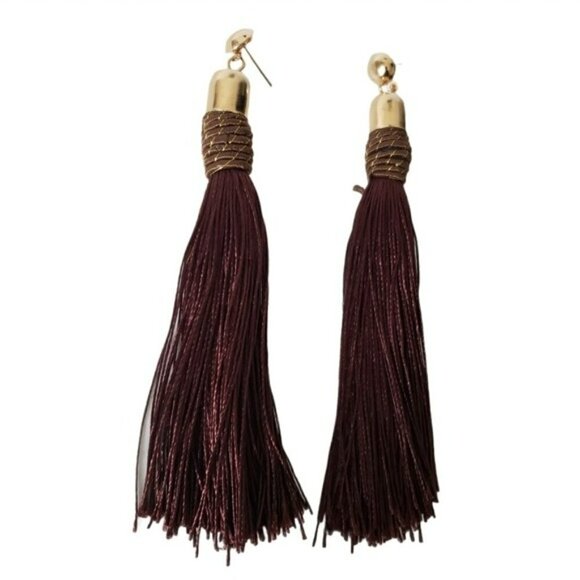 Fashion Jewelry Brown Gold Dangle Tassel Earrings - Picture 7 of 7